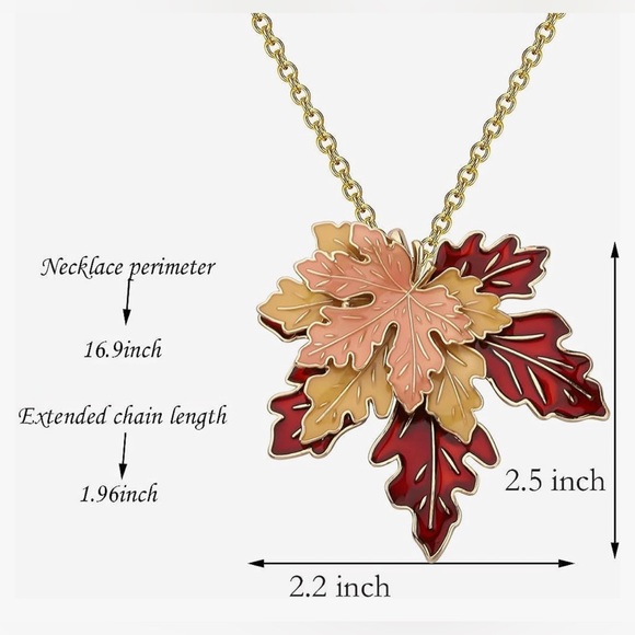 NWT Maple Leaf Necklace Tri-Color Metal Maple Leaf Pendant - Picture 5 of 5